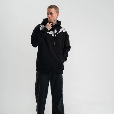 Uzun Kol Bisiklet Yaka Yıkamalı SweatShirt - Siyah -