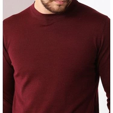 Uzun Kol Biskilet Yaka Dokuma Triko - Bordo