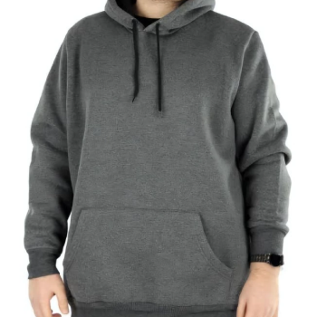 Uzun Kol Kapşonlu Basic Sweatshirt hoodie - Füme