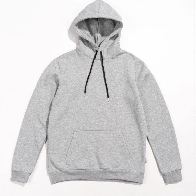 Uzun Kol Kapşonlu Basic Sweatshirt hoodie - Gri