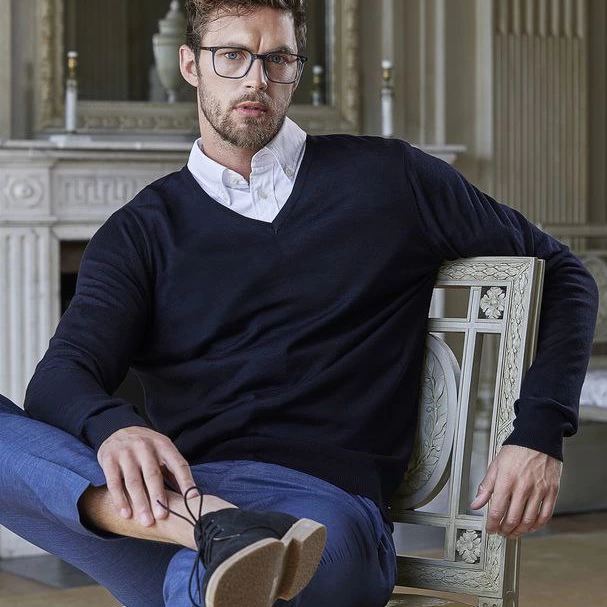 Uzun Kol V Yaka Triko Kazak - Lacivert