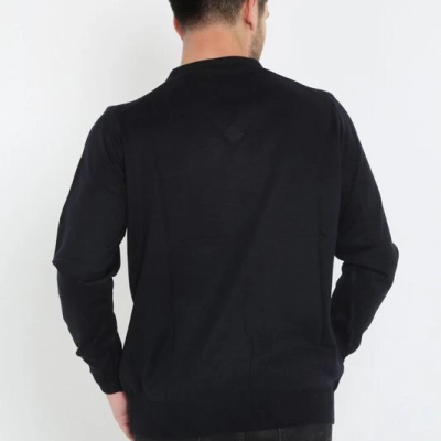 Uzun Kol V Yaka Triko Kazak - Siyah