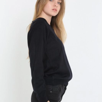 Uzun Kol V Yaka Triko Kazak - Siyah