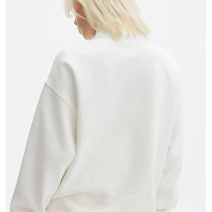 Uzun Kol Yarım Farmuarlı Yakalı Basic SweatShirt - Beyaz