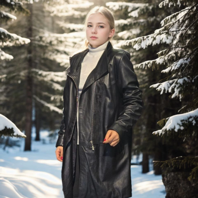 Uzun Kollu Hakiki Deri Ceket - Siyah