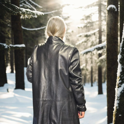 Uzun Kollu Hakiki Deri Ceket - Siyah