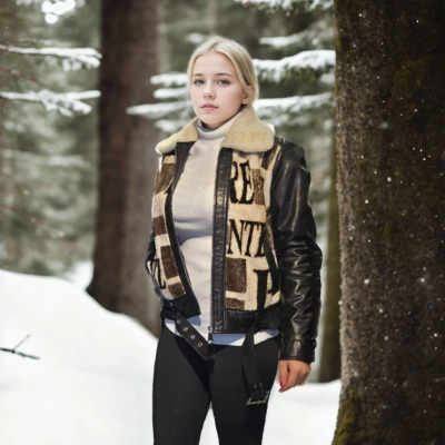 Uzun Kollu Hakiki Deri Kürk - Siyah