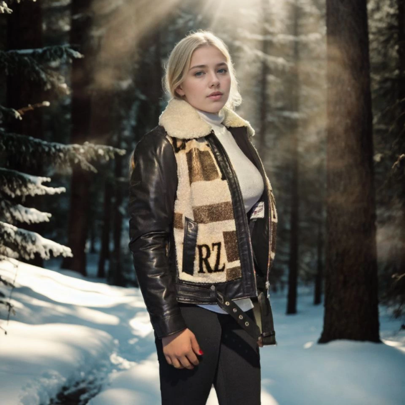 Uzun Kollu Hakiki Deri Kürk - Siyah