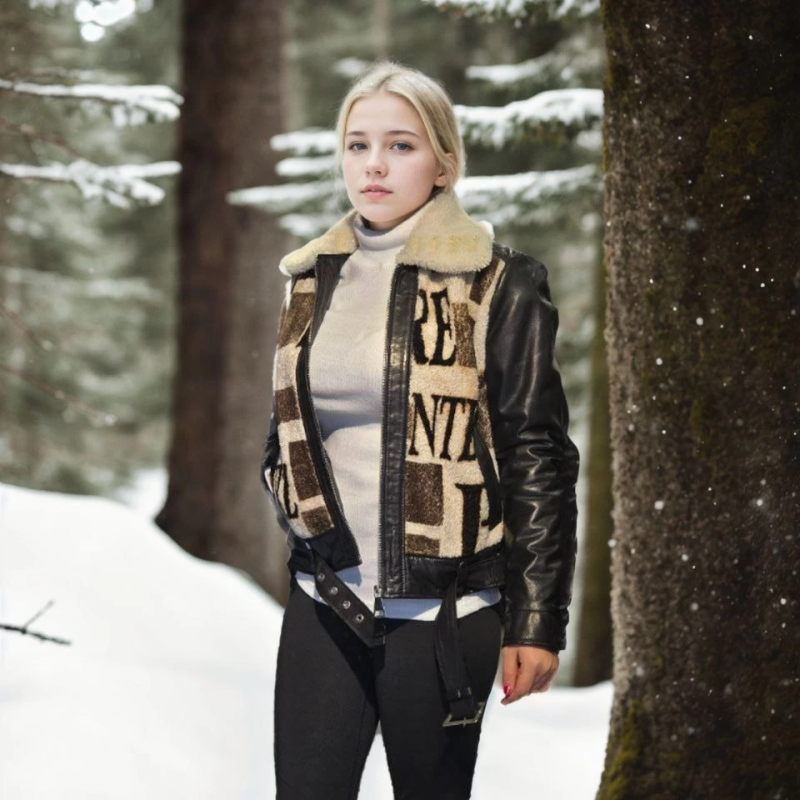 Uzun Kollu Hakiki Deri Kürk - Siyah