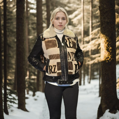 Uzun Kollu Hakiki Deri Kürk - Siyah