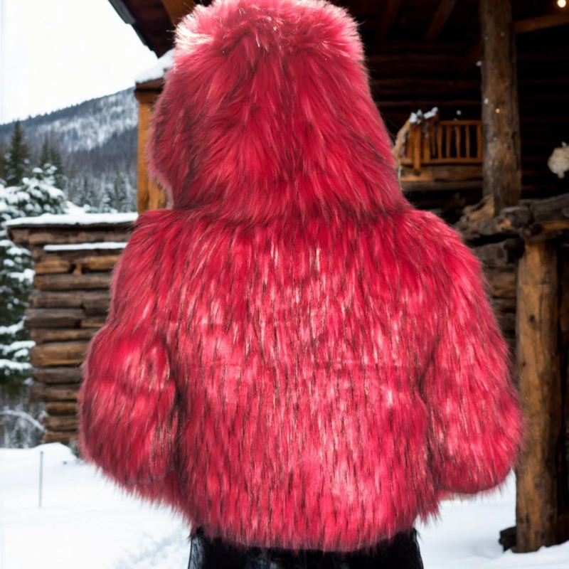 Uzun Kollu Kürk - Bordo -