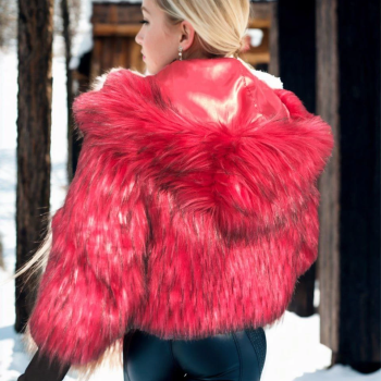 Uzun Kollu Kürk - Bordo -