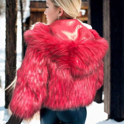 Uzun Kollu Kürk - Bordo -