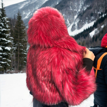 Uzun Kollu Kürk - Bordo -