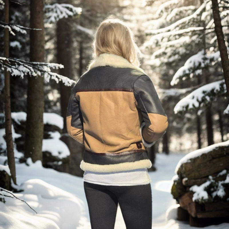 Uzun Kollu Yakalı Hakiki Kürk - Kahve -