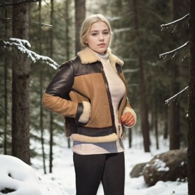 Uzun Kollu Yakalı Hakiki Kürk - Kahve -