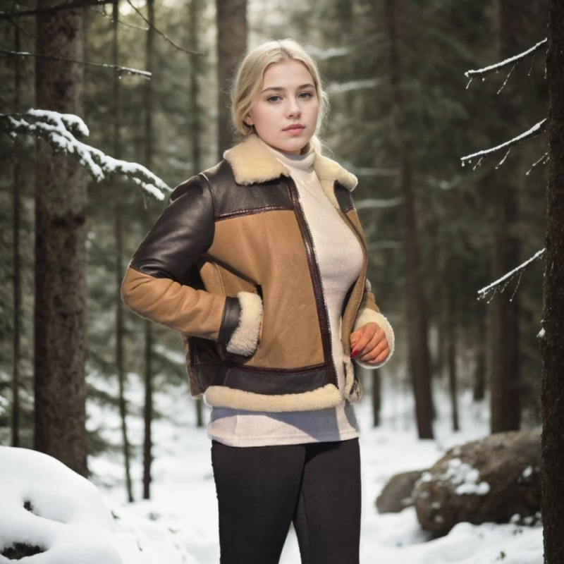 Uzun Kollu Yakalı Hakiki Kürk - Kahve -