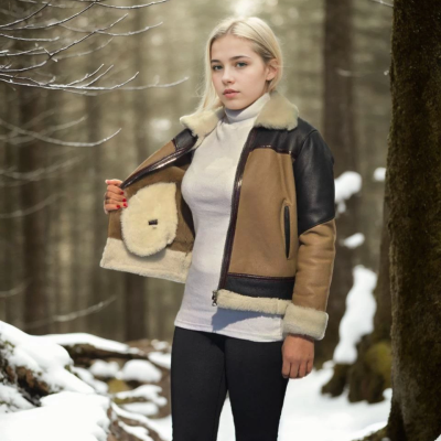 Uzun Kollu Yakalı Hakiki Kürk - Kahve -