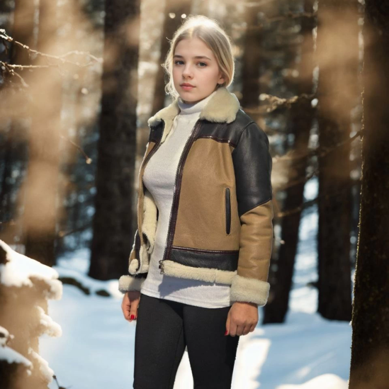 Uzun Kollu Yakalı Hakiki Kürk - Kahve -