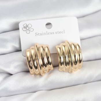 Vintage Model 316L Çelik Gold Renk Kadın Küpe