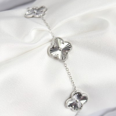 VIP Pirinç Yonca Model Gümüş Renk Kadın Bileklik