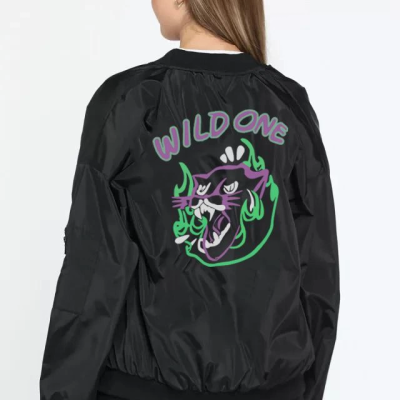 Wild One Baskılı Bomber Mont- Siyah -