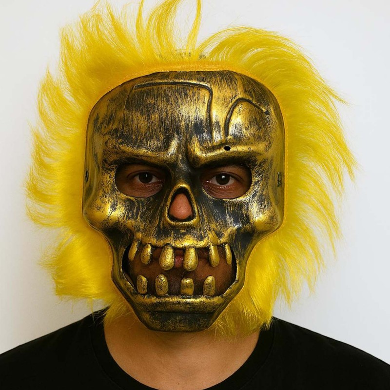 Wild Skull - Bakır Kafatası Sarı Saçlı İskelet Maske