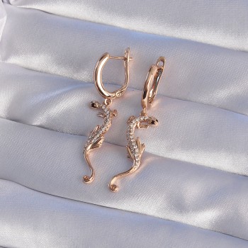 XUPİNG Rose Renk Zirkon Taşlı Kertenkele Model Halka Küpe