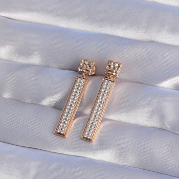 Xuping Rose Renk Zirkon Taşlı Su Yolu Küpe