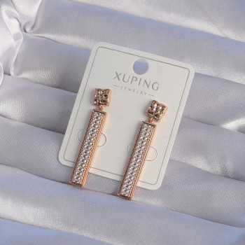 Xuping Rose Renk Zirkon Taşlı Su Yolu Küpe