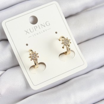 Xuping Zirkon Taşlı Çiçek Model Gold Renk Kadın Küpe