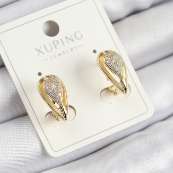 Xuping Zirkon Taşlı Damla Model Gold Renk Kadın Küpe