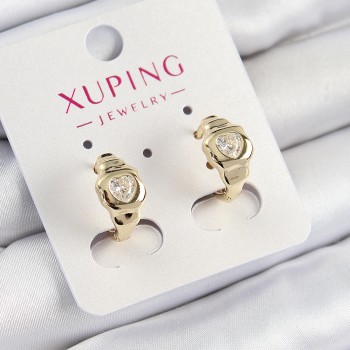 Xuping Zirkon Taşlı Kalp Model Gold Renk Kadın Küpe
