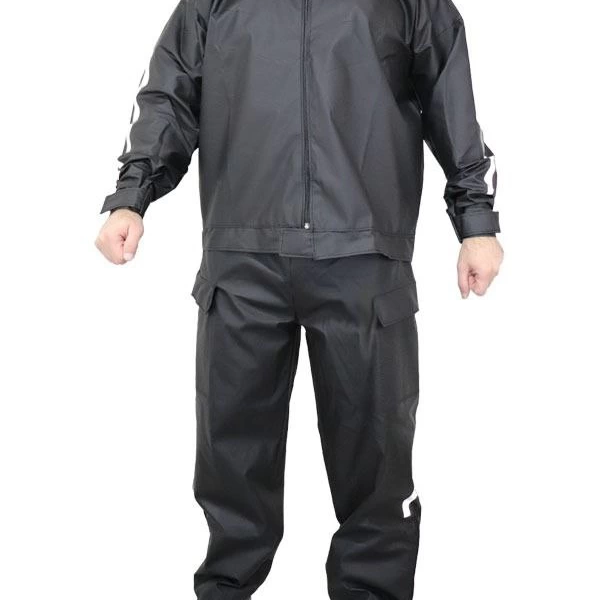 Yağmurluk Takım (Bahçıvan Tipi Askılı Pantolon ve Mont) - Siyah -