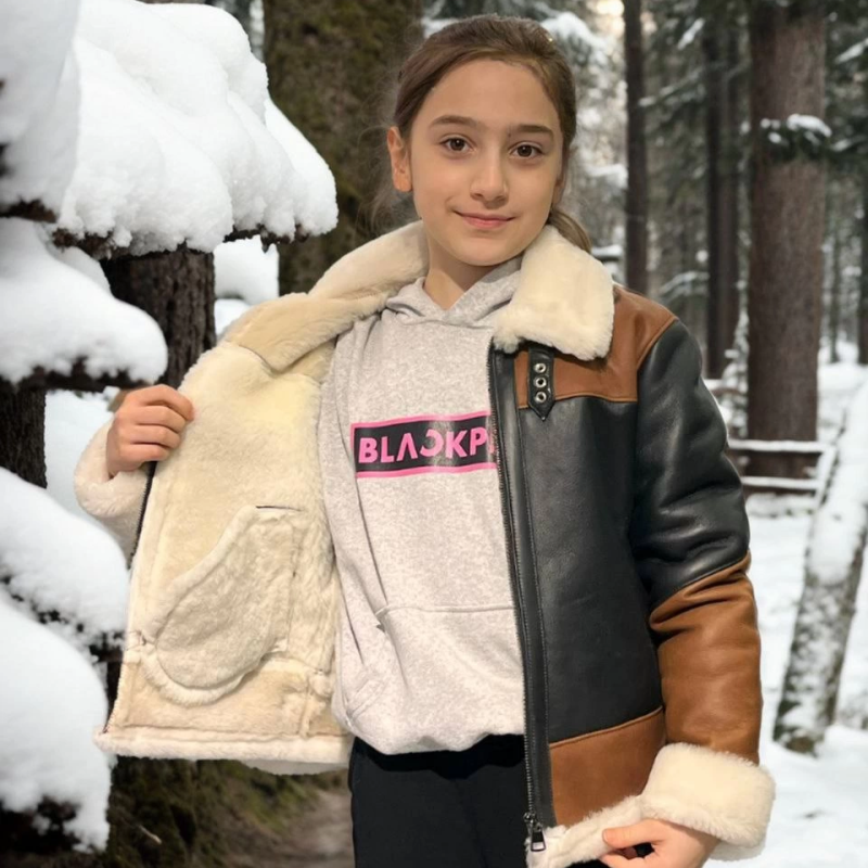 Yakalı Parçalı Kürk - Kahve -