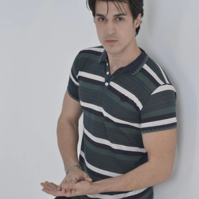 Yakalı Slim Fit Dokuma Çizgili T-Shirt - Haki -