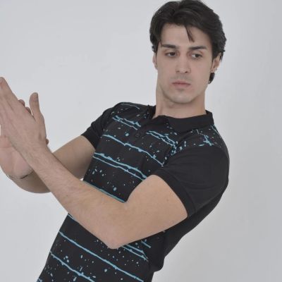 Yakalı Slim Fit Pike Çizgili T-Shirt - Siyah -