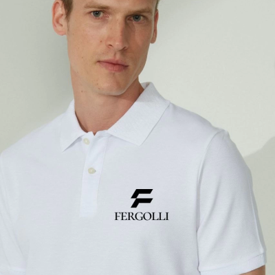 Yakası Düğmeli Yakalı Pike Baskılı T-Shirt - Beyaz -