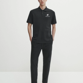 Yakası Düğmeli Yakalı Pike Baskılı T-Shirt - Beyaz -