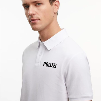 Yakası Düğmeli Yakalı Pike Baskılı T-Shirt - Beyaz