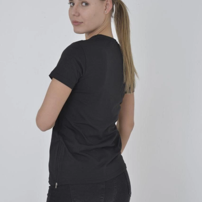 Yandan Fermuarli Slim fit T-shirt - Siyah -