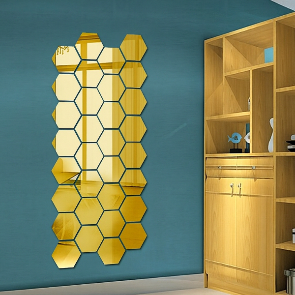 Yapışkanlı Akrilik Gold Ayna Seti 12 Adet 