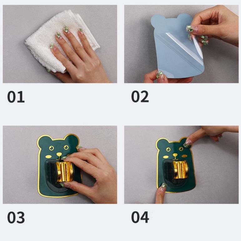 Yapışkanlı Hayvan Figürlü Hareketli Duş Başlığı Tutucu