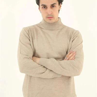 Yarım Balıkçı Yaka Triko Kazak - Bej