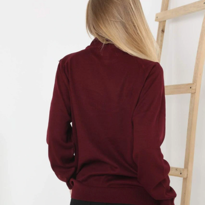 Yarım Boğaz Triko Kazak- Bordo