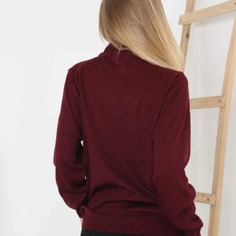 Yarım Boğaz Triko Kazak- Bordo