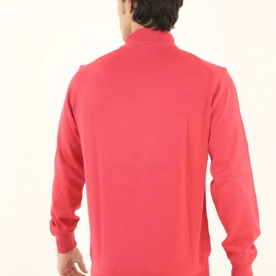 Yarım Boğaz Triko Kazak yumuşak dokulu Pamuklu ince Dokuma, uzun kollu Rahat Regular kalıp - Pembe