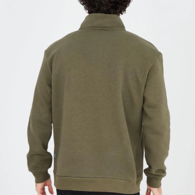 Yarım Fermuarlı Baskılı Sweat - Yeşil -