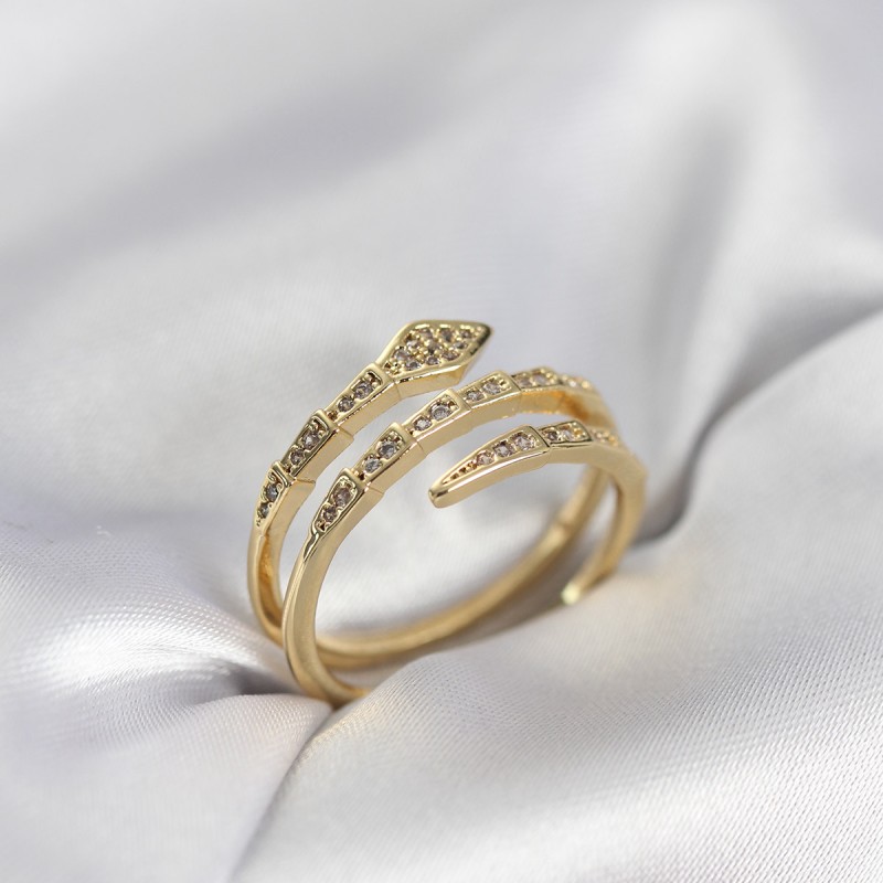 Yılan Model Gold Renk Zirkon Taşlı Kadın Yüzük
