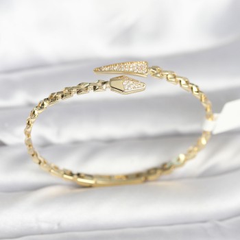 Yılan Model Pirinç Gold Renk Kadın Kelepçe Bileklik